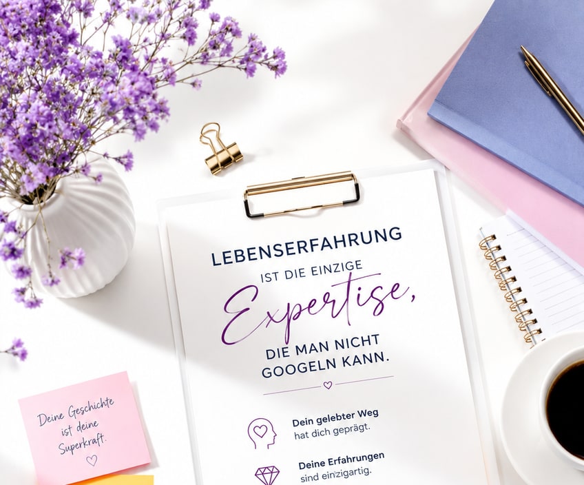 Klemmbrett mit dem Satz Lebenserfahrung ist die einzige Expertise, die man nicht googeln kann