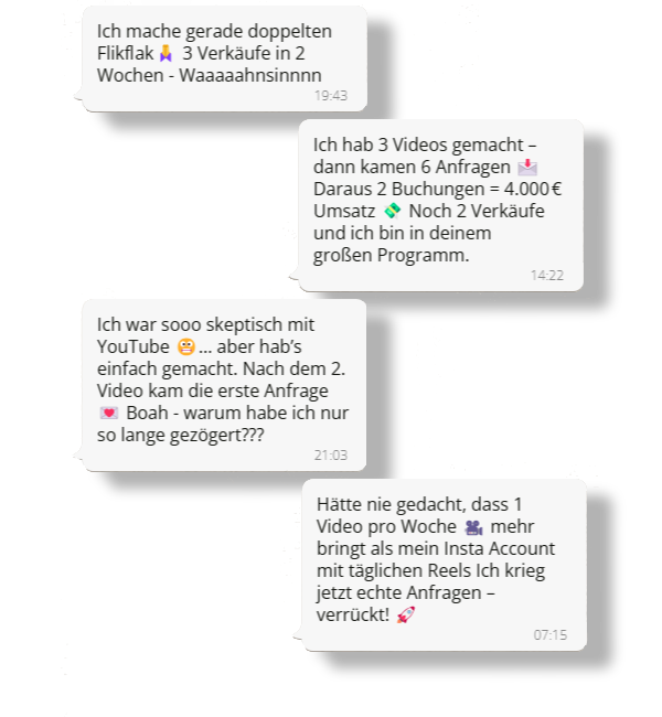 Kundinnen-Stimmen zu YouTube Mastery