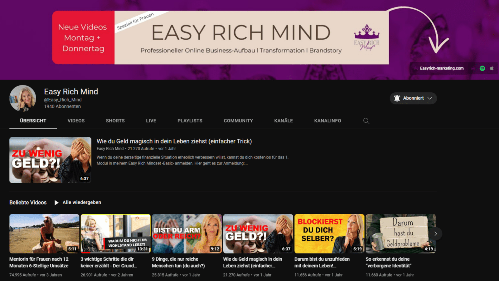 Easy Rich Mind YouTube Kanal